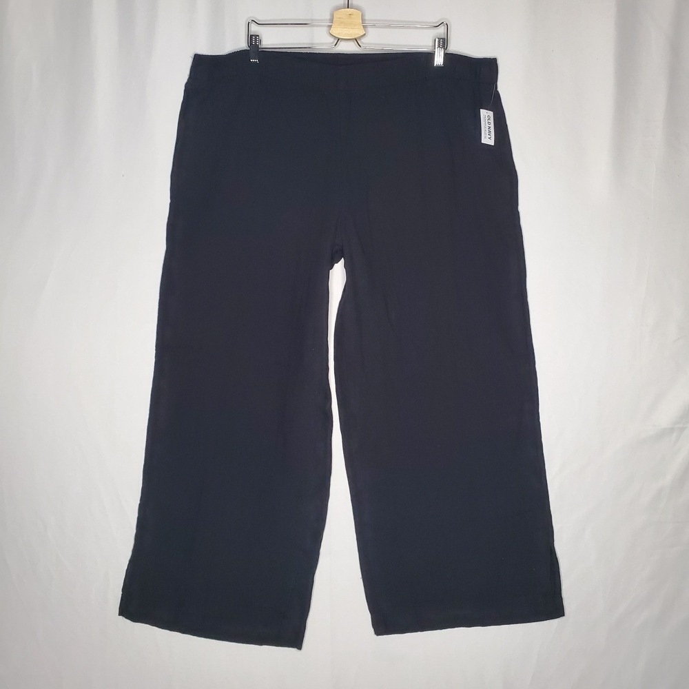 Old Navy Demi Wide Leg Pants Women XXL Black Elastic Waist Pocket - Picture 1 of 11